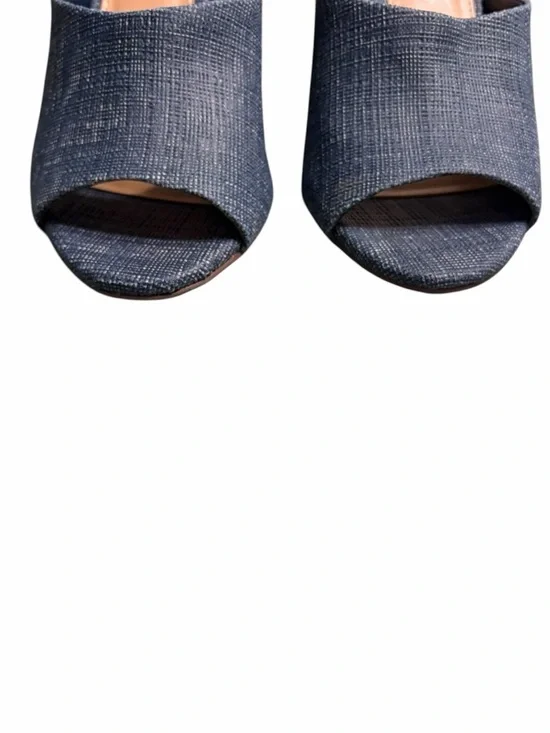 Vince Camuto Navy Textured Open-Toe Mule Slides - Picture 4 of 7